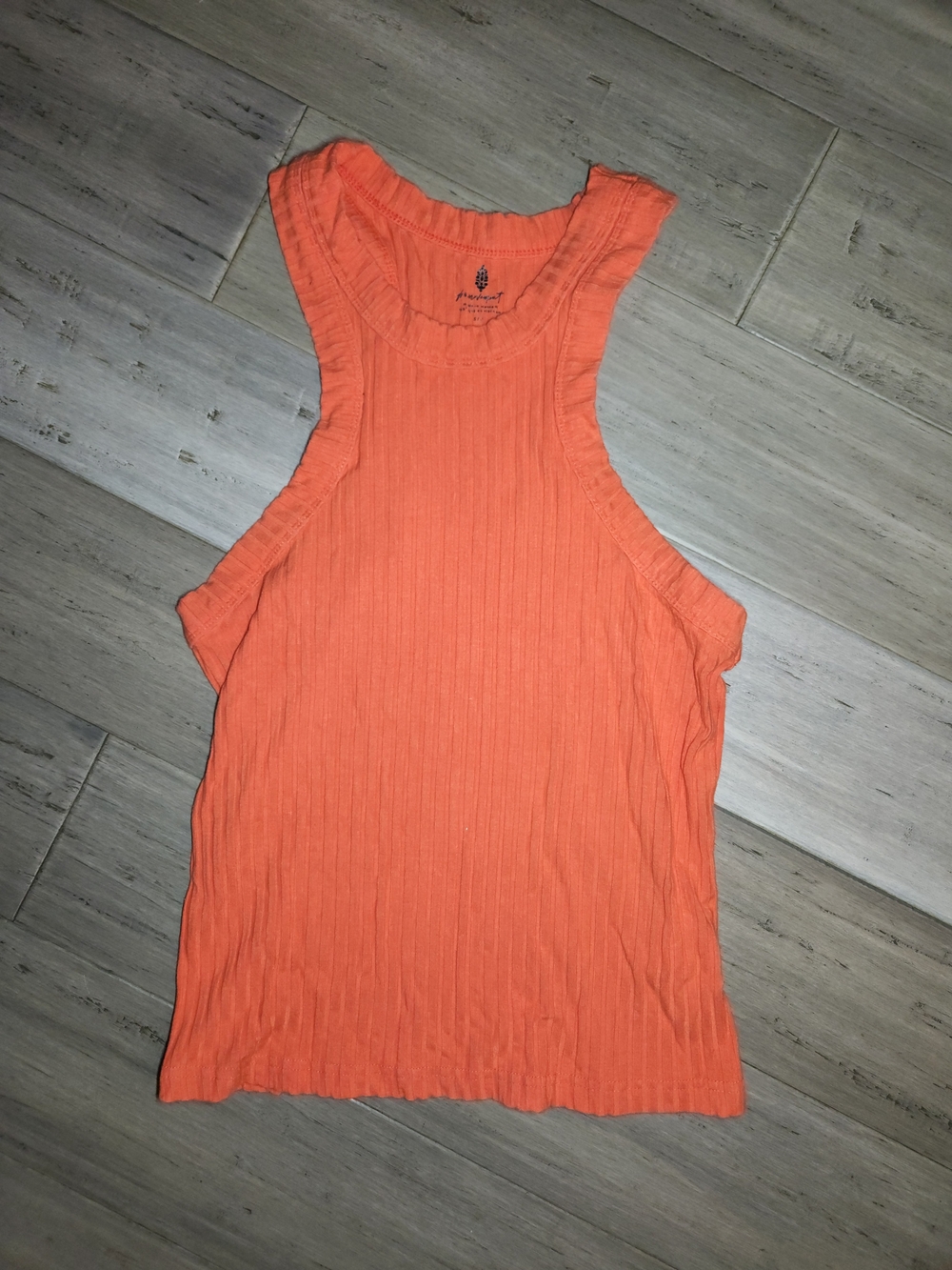 Free People Coral Ribbed Tank Top